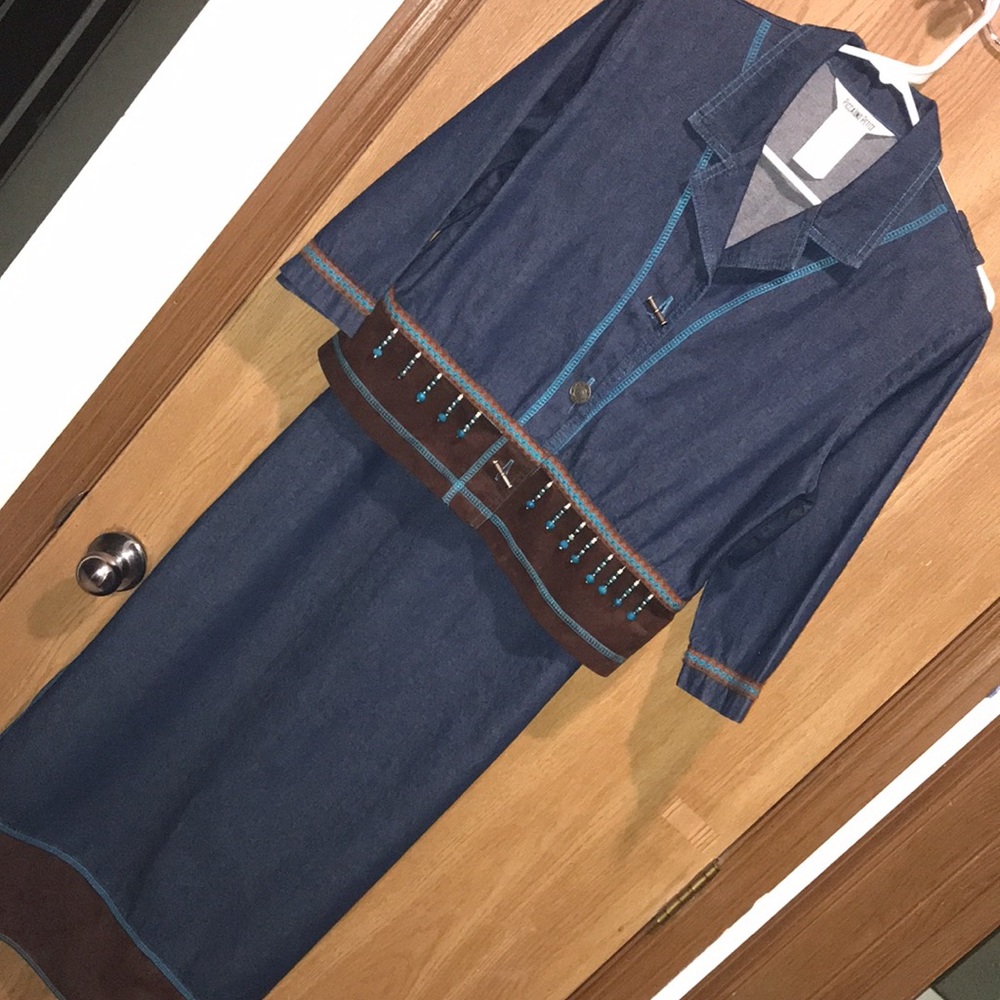 Piccalino Petites Denim/Suede/Beads/Bolero Set